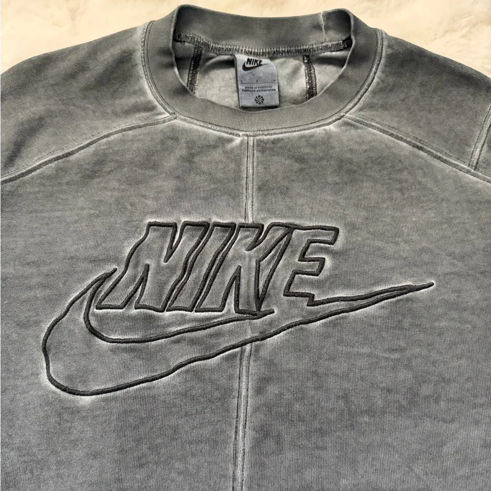 Nike Men's Charcoal Cotton Crewneck Sweatshirt - S